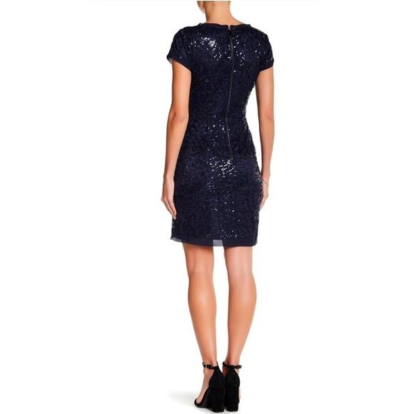 Vince Camuto blue sequin cocktail sheath dress Sz 4 party holiday wedding guest - Picture 2 of 8